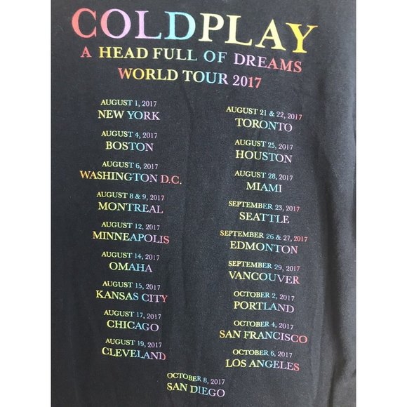 Coldplay A Head Full Of Dreams World Tour 2017 Shirt Size M - Picture 6 of 6